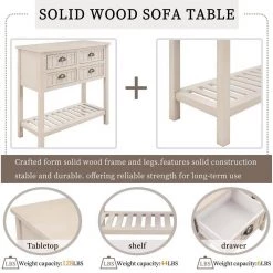 31.7 in. Retro Gray Standard Rectangle Wood Console Table with Bottom-Shelf and Storage-Drawers by Kahomvis -Kahomvis Sales Store retro gray kahomvis console tables tre lkwf 62aae fa 1000