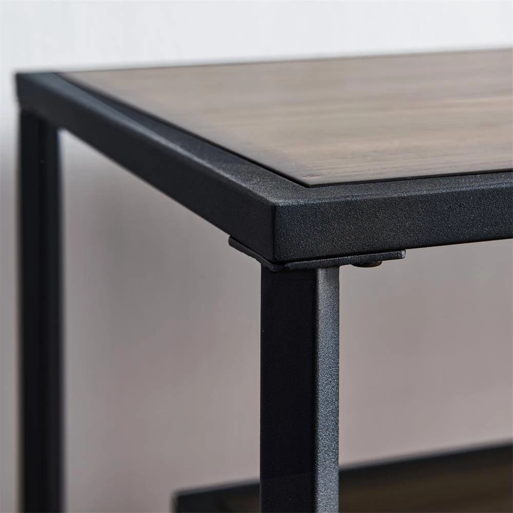 26 in. Retro Wood Color Rectangle Wood End Table with 2-Tier Storage Shelf, Dual Tier Small Square Side Table by Kahomvis 5 26 in. Retro Wood Color Rectangle Wood End Table with 2-Tier Storage Shelf, Dual Tier Small Square Side Table by Kahomvis - Image 5