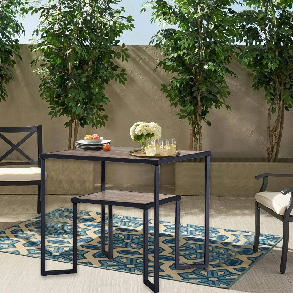 26 in. Retro Wood Color Rectangle Wood End Table with 2-Tier Storage Shelf, Dual Tier Small Square Side Table by Kahomvis 8 26 in. Retro Wood Color Rectangle Wood End Table with 2-Tier Storage Shelf, Dual Tier Small Square Side Table by Kahomvis - Image 8