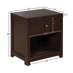 1-Drawer Rich Brown Nightstand 25 in. H x 22 in. W x 17 in. D by Kahomvis -Kahomvis Sales Store rich brown kahomvis nightstands bb lkwf1 3aad 1f 1000