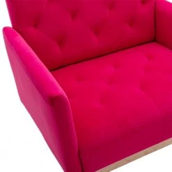 Rose Red Velvet Upholstered Tufted Arm Chair, Rose Golden Iron Feet Single Sofa (Set of 1) by Kahomvis 15 Rose Red Velvet Upholstered Tufted Arm Chair, Rose Golden Iron Feet Single Sofa (Set of 1) by Kahomvis -Kahomvis Sales Store rose red kahomvis accent chairs cm lkw3 8883 1f 1000
