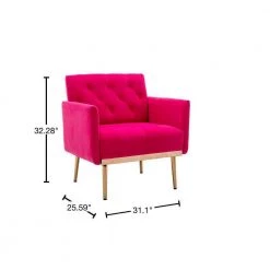 Rose Red Velvet Upholstered Tufted Arm Chair, Rose Golden Iron Feet Single Sofa (Set of 1) by Kahomvis 11 Rose Red Velvet Upholstered Tufted Arm Chair, Rose Golden Iron Feet Single Sofa (Set of 1) by Kahomvis -Kahomvis Sales Store rose red kahomvis accent chairs cm lkw3 8883 40 1000