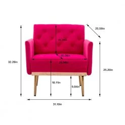 Rose Red Velvet Upholstered Tufted Arm Chair, Rose Golden Iron Feet Single Sofa (Set of 1) by Kahomvis 16 Rose Red Velvet Upholstered Tufted Arm Chair, Rose Golden Iron Feet Single Sofa (Set of 1) by Kahomvis -Kahomvis Sales Store rose red kahomvis accent chairs cm lkw3 8883 44 1000
