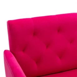 Rose Red Velvet Upholstered Tufted Arm Chair, Rose Golden Iron Feet Single Sofa (Set of 1) by Kahomvis 14 Rose Red Velvet Upholstered Tufted Arm Chair, Rose Golden Iron Feet Single Sofa (Set of 1) by Kahomvis -Kahomvis Sales Store rose red kahomvis accent chairs cm lkw3 8883 4f 1000