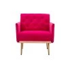 Rose Red Velvet Upholstered Tufted Arm Chair, Rose Golden Iron Feet Single Sofa (Set of 1) by Kahomvis
