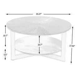 35.27 in. Rustic Brown Round Wood Coffee Table with Storage Shelf by Kahomvis -Kahomvis Sales Store rustic brown kahomvis coffee tables lzx lkwfz 338 c3 1000