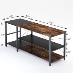 48.7 in. Rustic Brown Rectangle Wood Console Table with Storage Shelf and Metal Frame by Kahomvis -Kahomvis Sales Store rustic brown kahomvis console tables lzx lkdp 01cm 1f 1000