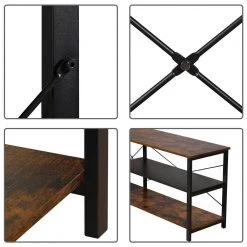 48.7 in. Rustic Brown Rectangle Wood Console Table with Storage Shelf and Metal Frame by Kahomvis -Kahomvis Sales Store rustic brown kahomvis console tables lzx lkdp 01cm 4f 1000