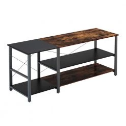 48.7 in. Rustic Brown Rectangle Wood Console Table with Storage Shelf and Metal Frame by Kahomvis