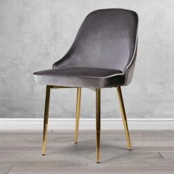Alpha Sandy Brown Velvet Chair with Brushed Golden Steel Legs (Set of 2) by Glamour Home -Kahomvis Sales Store sandy brown glamour home dining chairs ghdc 1409 31 1000