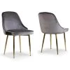 Alpha Sandy Brown Velvet Chair with Brushed Golden Steel Legs (Set of 2) by Glamour Home