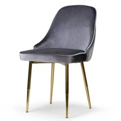 Alpha Sandy Brown Velvet Chair with Brushed Golden Steel Legs (Set of 2) by Glamour Home -Kahomvis Sales Store sandy brown glamour home dining chairs ghdc 1409 fa 1000
