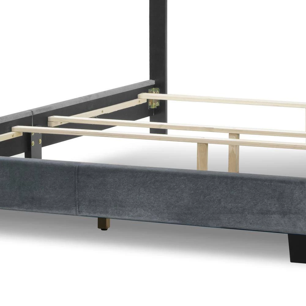 Aria Silver Grey Velvet Queen Bed with Piping and Button Tufting by Glamour Home 3 Aria Silver Grey Velvet Queen Bed with Piping and Button Tufting by Glamour Home - Image 3