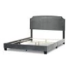 Arezo Silver Grey Velvet Queen Bed with Black Nail Head Trim by Glamour Home