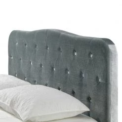 Artan Silver Grey Velvet Queen Bed with Button Tufting by Glamour Home 8 Artan Silver Grey Velvet Queen Bed with Button Tufting by Glamour Home -Kahomvis Sales Store silver grey glamour home panel beds ghub 1386 4f 1000