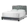 Artan Silver Grey Velvet King Upholstered Headboard Bed with Button Tufting by Glamour Home