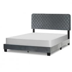 Aurum Silver Grey Velvety Fabric Queen Bed with Decorative Stitching by Glamour Home 10 Aurum Silver Grey Velvety Fabric Queen Bed with Decorative Stitching by Glamour Home -Kahomvis Sales Store silver grey glamour home panel beds ghub 1523 4f 1000