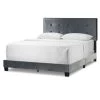 Auryon Silver Grey Velvety Fabric Queen Bed with Button Tufting by Glamour Home