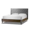 Arlo Silver Grey with Wings and Button Tufting Velvet Queen Bed by Glamour Home