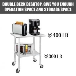 30 in. Stainless Steel Heavy Duty Garage Workstation Kitchen Utility Table with Universal Wheels and Adjustable Shelf by Kahomvis 13 30 in. Stainless Steel Heavy Duty Garage Workstation Kitchen Utility Table with Universal Wheels and Adjustable Shelf by Kahomvis -Kahomvis Sales Store silver kahomvis kitchen prep tables darg lkw1 731 fa 1000