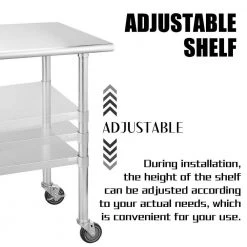 36 in. Stainless Steel Heavy Duty Garage Workstation Kitchen Utility Table with Universal Wheels and Adjustable Shelf by Kahomvis 11 36 in. Stainless Steel Heavy Duty Garage Workstation Kitchen Utility Table with Universal Wheels and Adjustable Shelf by Kahomvis -Kahomvis Sales Store silver kahomvis kitchen prep tables darg lkw1 733 1f 1000