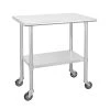 36 in. Stainless Steel Heavy Duty Garage Workstation Kitchen Utility Table with Universal Wheels and Adjustable Shelf by Kahomvis