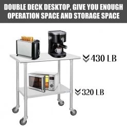 36 in. Stainless Steel Heavy Duty Garage Workstation Kitchen Utility Table with Universal Wheels and Adjustable Shelf by Kahomvis 13 36 in. Stainless Steel Heavy Duty Garage Workstation Kitchen Utility Table with Universal Wheels and Adjustable Shelf by Kahomvis -Kahomvis Sales Store silver kahomvis kitchen prep tables darg lkw1 733 fa 1000