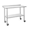 48 in. Stainless Steel Heavy Duty Garage Workstation Kitchen Utility Table with Wheels, Adjustable Shelf and Backsplash by Kahomvis