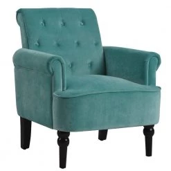 Teal Elegant Velvet Button Tufted Arm Chair(Set of 1) by Kahomvis