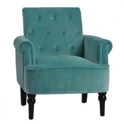 Teal Elegant Velvet Button Tufted Arm Chair(Set of 1) by Kahomvis -Kahomvis Sales Store teal kahomvis accent chairs bb lkpp 9aat c3 1000