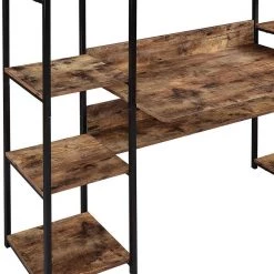 59.8 in. Rectangular Tiger Wood Computer Desk for Home Office with Bookshelf and Storage Space by Kahomvis -Kahomvis Sales Store tiger kahomvis computer desks sl lkwf 0aat 77 1000