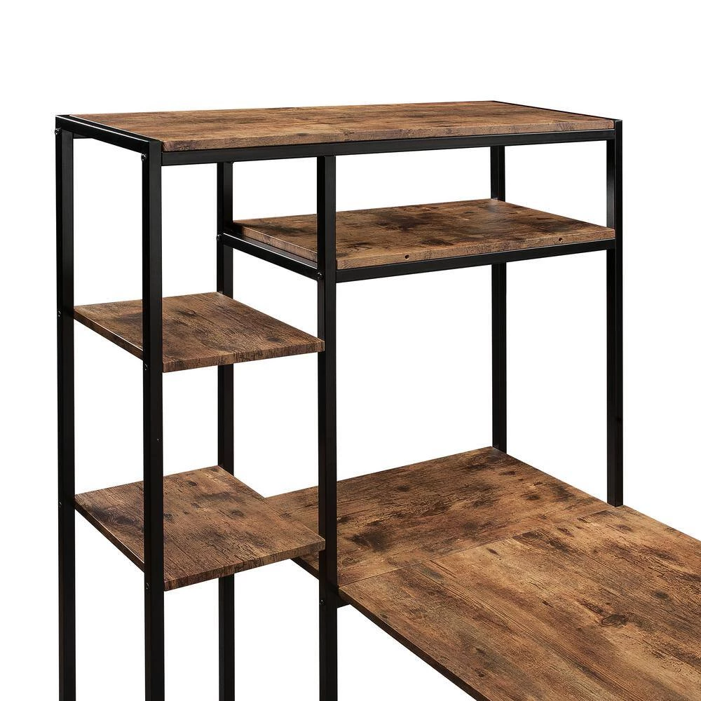 63 in. L-Shaped Tiger Wood Computer Desk for Home Office with Bookshelf and Storage Space by Kahomvis 8 63 in. L-Shaped Tiger Wood Computer Desk for Home Office with Bookshelf and Storage Space by Kahomvis - Image 8