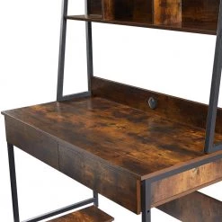 47.24 in. Rectangular Tiger Wood 2-Drawer Computer Desk for Home Office with Host Tray and Bookshelf by Kahomvis -Kahomvis Sales Store tiger kahomvis computer desks sl lkwf 84aat 44 1000