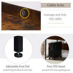 47.24 in. Rectangular Tiger Wood 2-Drawer Computer Desk for Home Office with Host Tray and Bookshelf by Kahomvis -Kahomvis Sales Store tiger kahomvis computer desks sl lkwf 84aat 76 1000