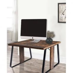 47.2 in. Industrial Design Square Tiger Wood Double Computer Desk with Divider Panel and Steel Frame by Kahomvis 19 47.2 in. Industrial Design Square Tiger Wood Double Computer Desk with Divider Panel and Steel Frame by Kahomvis -Kahomvis Sales Store tiger kahomvis computer desks sl lkwf 8aat 31 1000