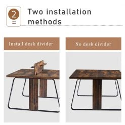 47.2 in. Industrial Design Square Tiger Wood Double Computer Desk with Divider Panel and Steel Frame by Kahomvis 17 47.2 in. Industrial Design Square Tiger Wood Double Computer Desk with Divider Panel and Steel Frame by Kahomvis -Kahomvis Sales Store tiger kahomvis computer desks sl lkwf 8aat fa 1000