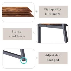 81 in. Rustic Rectangular Tiger Wood Double Writing Desk with Storage Shelf and Steel Frame by Kahomvis -Kahomvis Sales Store tiger kahomvis writing desks sl lkwf 4aat 44 1000