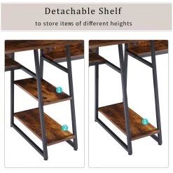 81 in. Rustic Rectangular Tiger Wood Double Writing Desk with Storage Shelf and Steel Frame by Kahomvis -Kahomvis Sales Store tiger kahomvis writing desks sl lkwf 4aat fa 1000