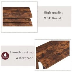 47.2 in. Industrial Design Rectangular Tiger Wood Writing Desk For Home Office with Steel Frame by Kahomvis -Kahomvis Sales Store tiger kahomvis writing desks sl lkwf 9aat 1f 1000