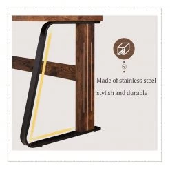 47.2 in. Industrial Design Rectangular Tiger Wood Writing Desk For Home Office with Steel Frame by Kahomvis -Kahomvis Sales Store tiger kahomvis writing desks sl lkwf 9aat 44 1000