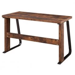 47.2 in. Industrial Design Rectangular Tiger Wood Writing Desk For Home Office with Steel Frame by Kahomvis -Kahomvis Sales Store tiger kahomvis writing desks sl lkwf 9aat 4f 1000