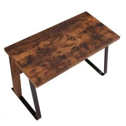 47.2 in. Industrial Design Rectangular Tiger Wood Writing Desk For Home Office with Steel Frame by Kahomvis -Kahomvis Sales Store tiger kahomvis writing desks sl lkwf 9aat 76 1000