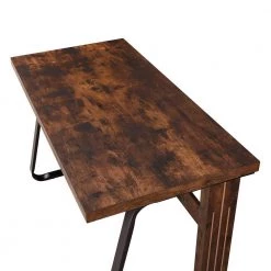 47.2 in. Industrial Design Rectangular Tiger Wood Writing Desk For Home Office with Steel Frame by Kahomvis -Kahomvis Sales Store tiger kahomvis writing desks sl lkwf 9aat fa 1000