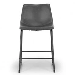 Set of 2 Adan Iron Frame 23.5 in. Vintage Grey Faux Leather Counter Stool by Glamour Home -Kahomvis Sales Store vintage gray glamour home bar stools ghstl 1198 4f 1000