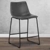 Set of 2 Adan Iron Frame 23.5 in. Vintage Grey Faux Leather Counter Stool by Glamour Home
