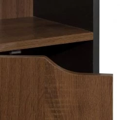 47.2 in. Walnut and Black Wood 2-Shelf Standard Bookcase with Storage Cabinet Cube by Kahomvis -Kahomvis Sales Store walnut and black kahomvis bookcases bookshelves gp lkw9 0358 1f 1000