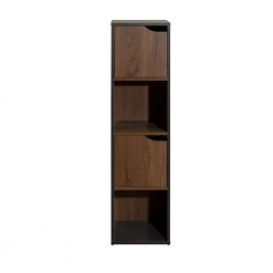 47.2 in. Walnut and Black Wood 2-Shelf Standard Bookcase with Storage Cabinet Cube by Kahomvis -Kahomvis Sales Store walnut and black kahomvis bookcases bookshelves gp lkw9 0358 c3 1000