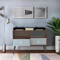 Walnut and White Filing Cabinet with 2 Removable Drawers and Open Storage Space by Kahomvis -Kahomvis Sales Store walnut and white kahomvis file cabinets jst lkw8 8463 31 1000