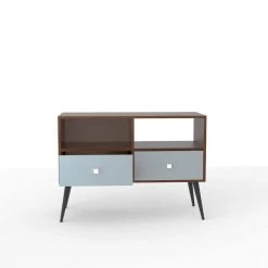 Walnut and White Filing Cabinet with 2 Removable Drawers and Open Storage Space by Kahomvis