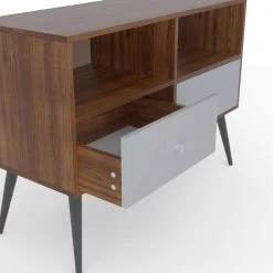 Walnut and White Filing Cabinet with 2 Removable Drawers and Open Storage Space by Kahomvis -Kahomvis Sales Store walnut and white kahomvis file cabinets jst lkw8 8463 77 1000